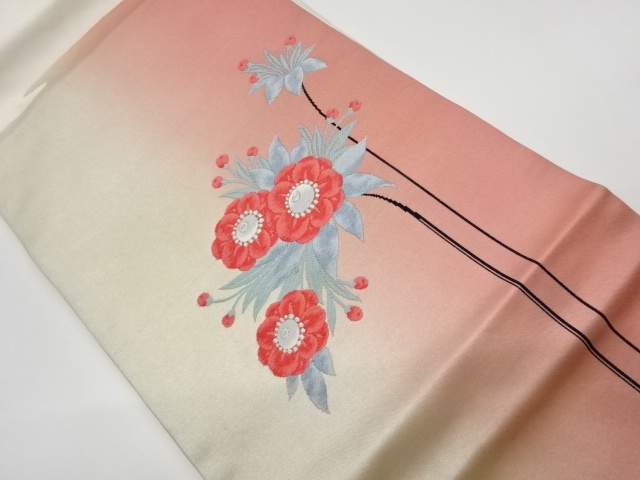 リサイクル　花模様織出し名古屋帯